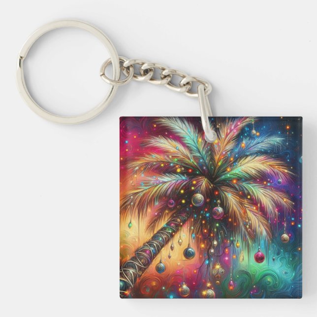 Llavero Navidades caprichosos Palm Tree Tropical Beach Viv (Frente)