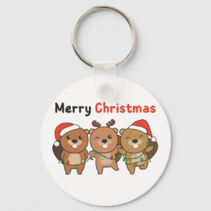 Llavero Navidades castores animales castores Feliz Navidad