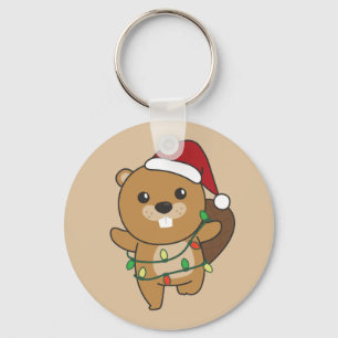 Llavero Navidades castores Winter Animals Beaver Keychain