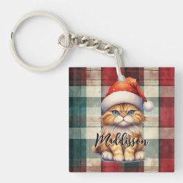 Llavero Navidades Colocaron Santa Cat Con Nombre