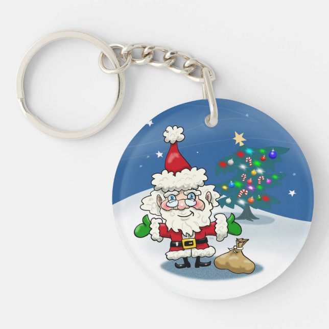 Llavero Navidades con Santa y su cadena de renos (Frente)