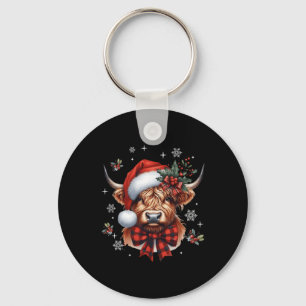 Llavero Navidades Coquette Highland Cow Cute Moo Cow Xmas