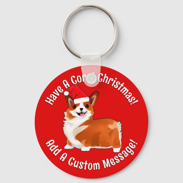 Llavero Navidades Corgi Dog Con Santa Hat (Anverso)