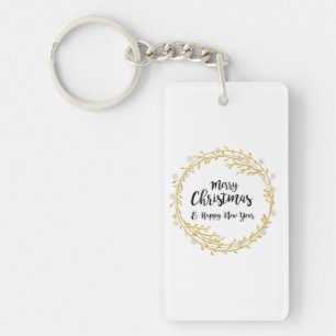 Llavero Navidades cortaron con copos de nieve purpurina pl