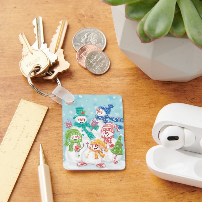 Llavero Navidades cortos familia de hombres de nieve en la (Escritorio )