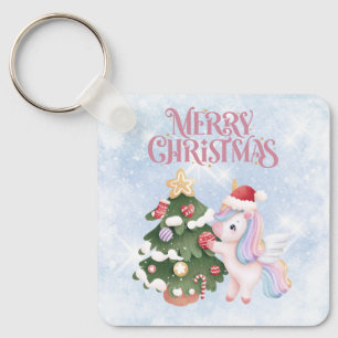 Llavero Navidades Cuidados Unicornio En El Cielo Azul Espa