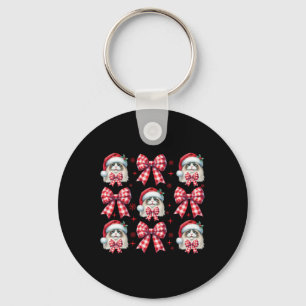 Llavero Navidades Cute Ragdoll Cat Red Plaid Coquette Bow