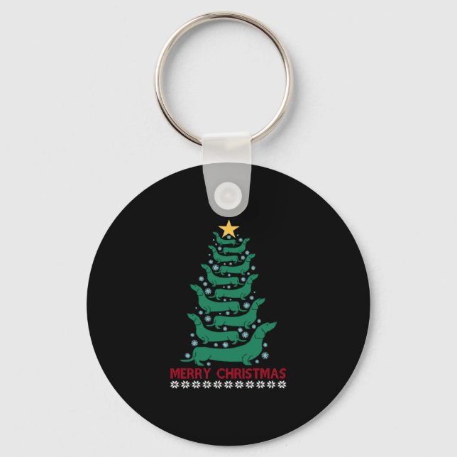 Llavero Navidades Dachshund Tree Merry Xmas Doxie Dog Love (Anverso)