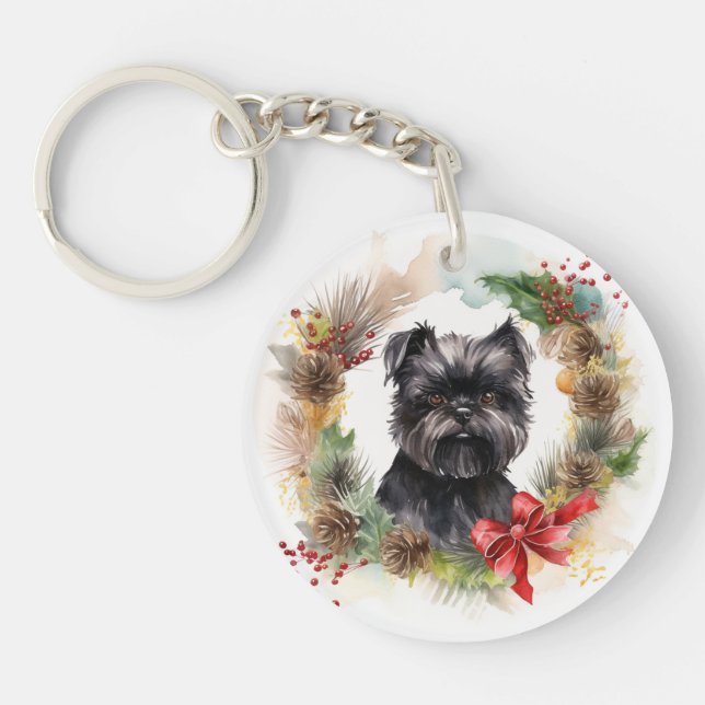 Llavero Navidades de Affenpinscher Wreath Festive Pup (Frente)