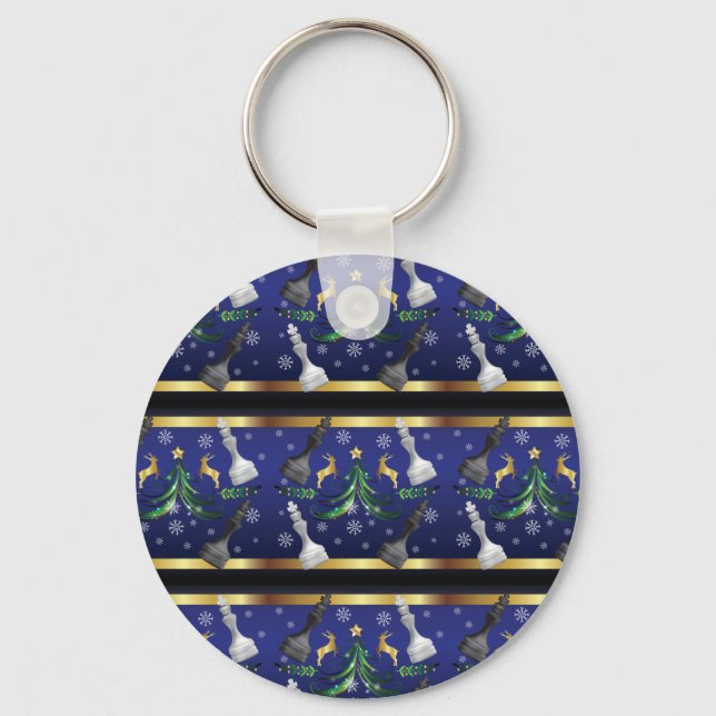 Llavero Navidades de ajedrez - Árbol de Navidad con copas  (Anverso)