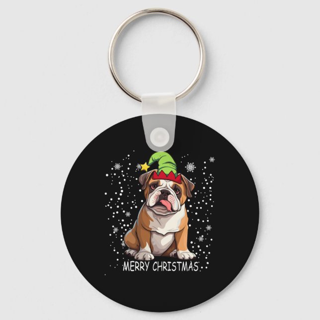 Llavero Navidades de árbol de perros Bulldog inglés dulces (Anverso)