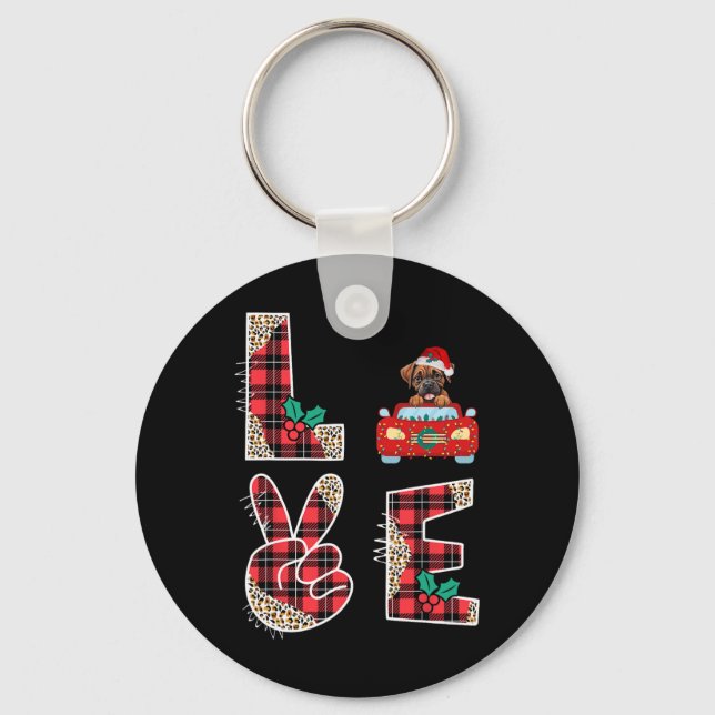Llavero Navidades de autos rojos de Love Dog Boxer (Anverso)