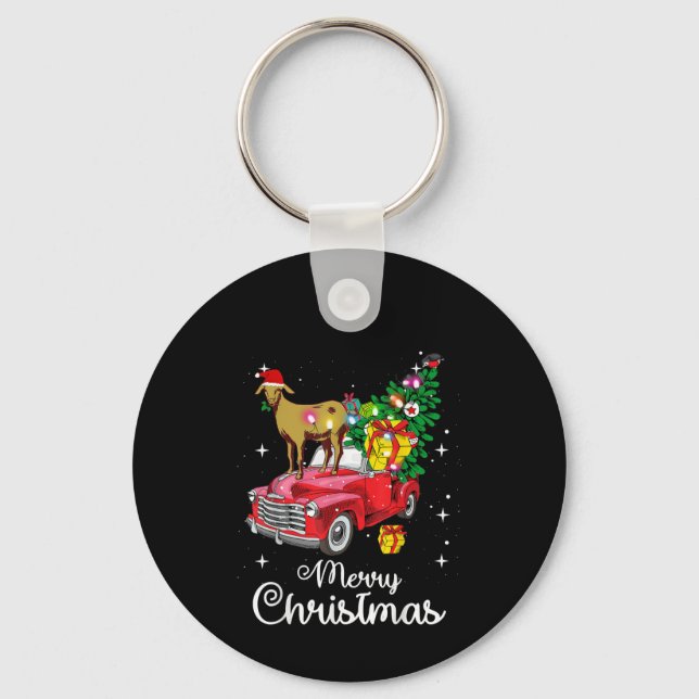 Llavero Navidades de autos rojos en Goat Rides (Anverso)