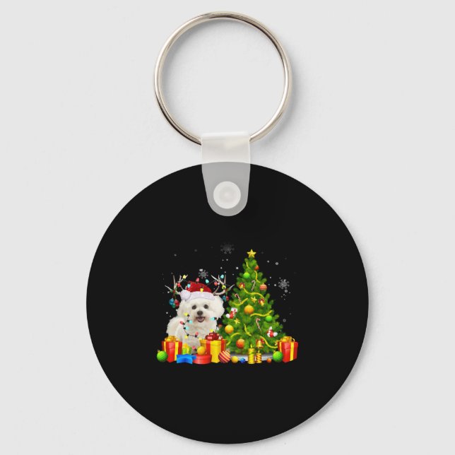 Llavero Navidades de Bichon Frise Perro Lover Xmas Santa (Anverso)
