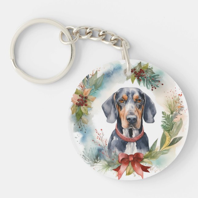 Llavero Navidades de Bluetick Coonhound Wreath Festix Pup (Frente)