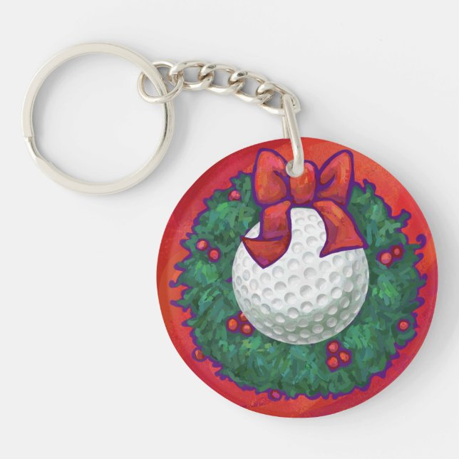 Llavero Navidades de bolas de golf rojas (Frente)