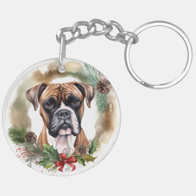 Llavero Navidades de Boxer Wreath Festimes Pup (Izquierda Bajo)