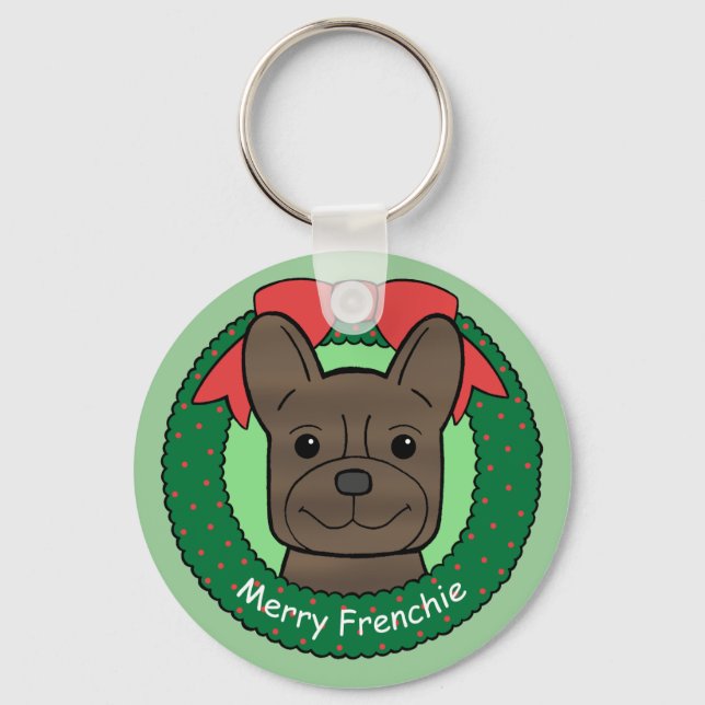 Llavero Navidades de Bulldog de Francia (Anverso)