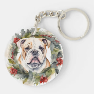 Llavero Navidades de bulldog Wreath Festive Pup
