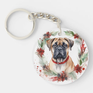 Llavero Navidades de bullmastiff Wreath Festimes Pup