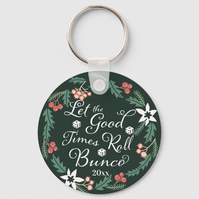 Llavero Navidades de Bunco Flores de dados de vacaciones (Anverso)