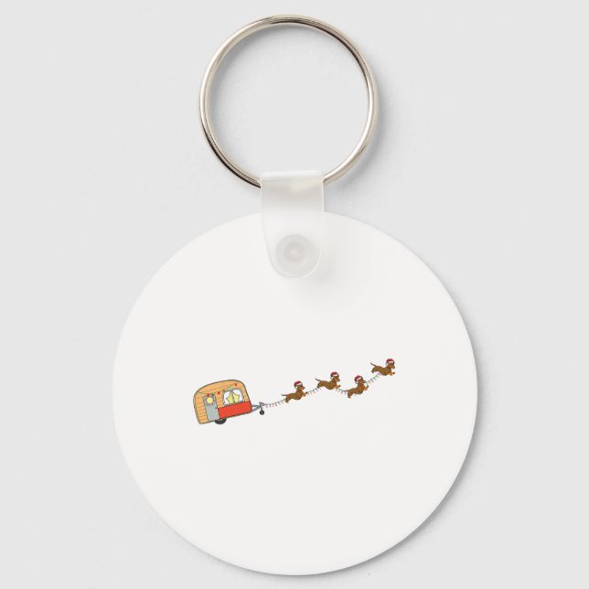 Llavero Navidades de Camper Van Dachshund Sleigh Doxie Dog (Anverso)