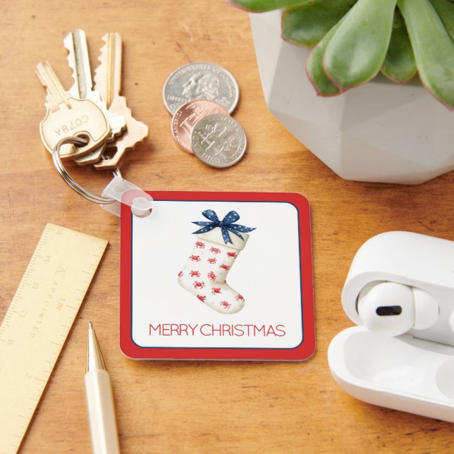 Llavero Navidades de cangrejo rojo de la costa se levantan (Escritorio )