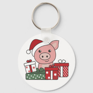 Llavero Navidades de cerdo regalan cadena de claves de cer