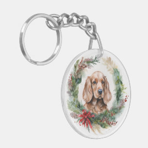 Llavero Navidades de Cocker Spaniel Wreath Festimes Pup
