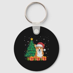 Llavero Navidades de Corgi Santa Hat galeses iluminan a pe