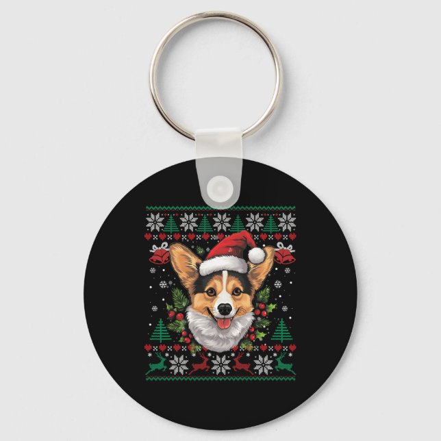 Llavero Navidades de Corgi Santa Ugly Sweater Dog Lover Xm (Anverso)