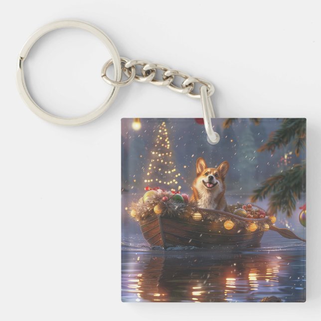 Llavero Navidades de Corgi Voyage festivo (Frente)
