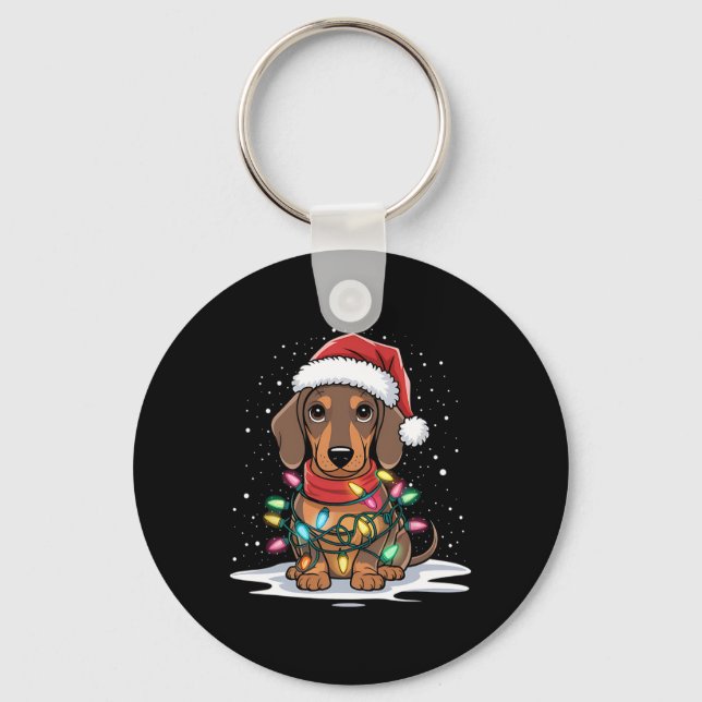 Llavero Navidades de Dachshund alumbran a Santa Hat Dog Ho (Anverso)