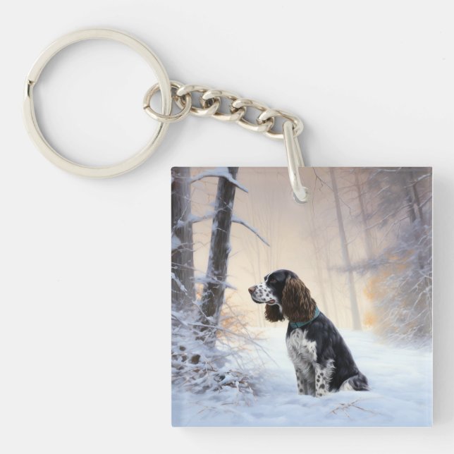 Llavero Navidades de English Springer Spaniel Let It Snow (Frente)