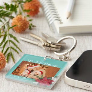 Llavero Navidades de fotos familiares Keychain de Poinsett