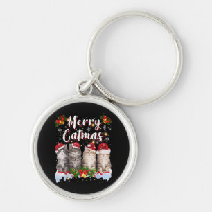 Llavero Navidades de gato Santa Hat Graciosa Feliz Navidad