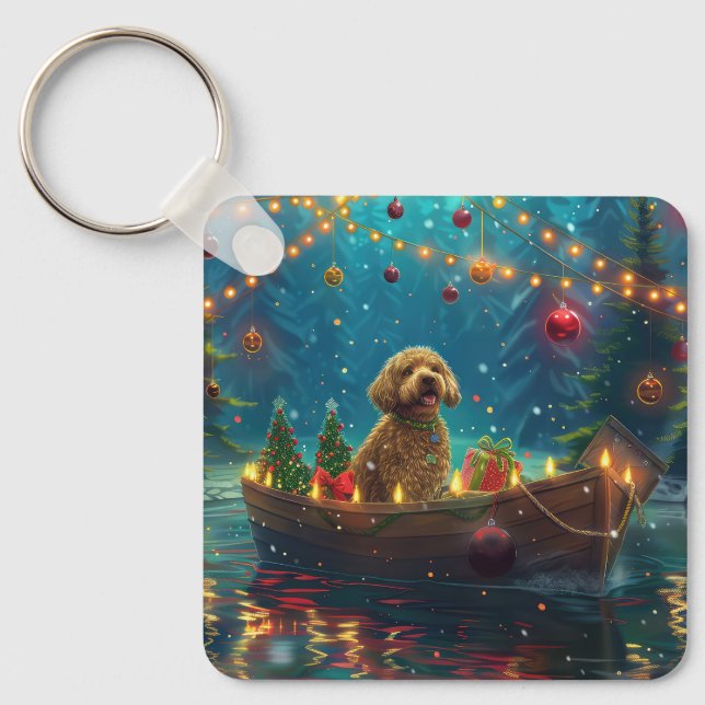Llavero Navidades de Goldendoodle (Anverso)
