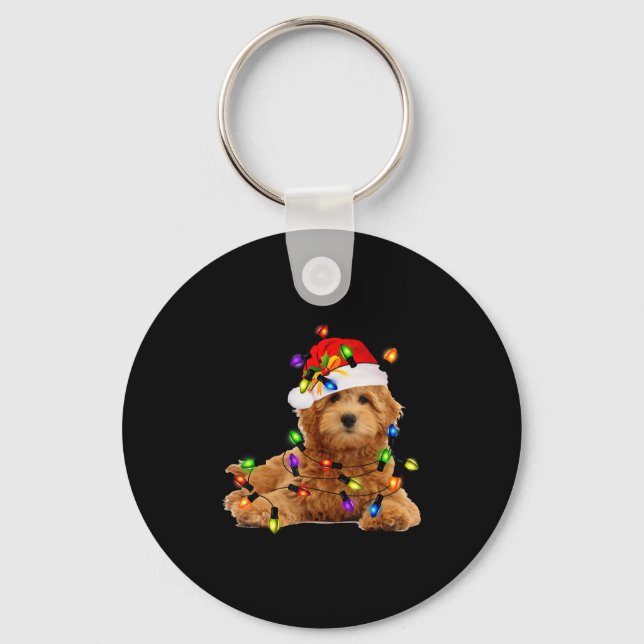 Llavero Navidades de Goldendoodle (Anverso)