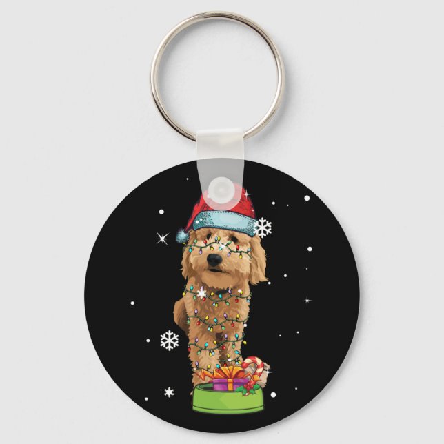 Llavero Navidades de Goldendoodle Santa Funny Dog Lover Re (Anverso)