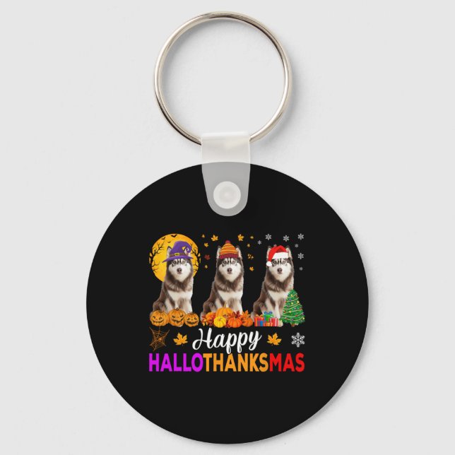 Llavero Navidades de Halloween del Husky Dog Siberian (Anverso)
