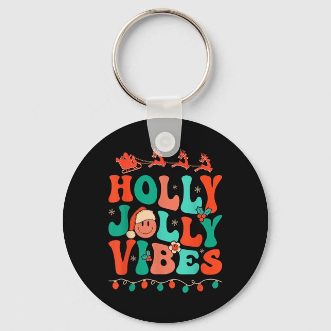 Llavero Navidades de Holly Retro Groovy Jolly Vibes Santa  (Anverso)