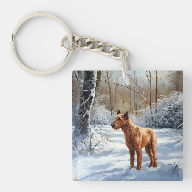 Llavero Navidades de Irish Terrier Let It Snow (Frente)