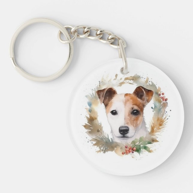 Llavero Navidades de Jack Russell Wreath Festive Pup (Frente)
