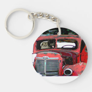 Llavero Navidades de Keeshond Viejo Camión Pintando Arte D