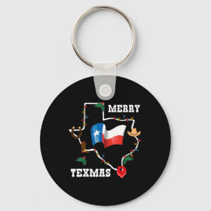 Llavero Navidades de la Bandera de Texas con Feliz Navidad