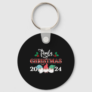 Llavero Navidades de la familia Retro Gnome 2024 Red Plaid