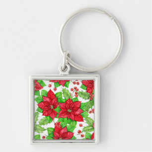Llavero Navidades de la poinsettia y de la coloración de l