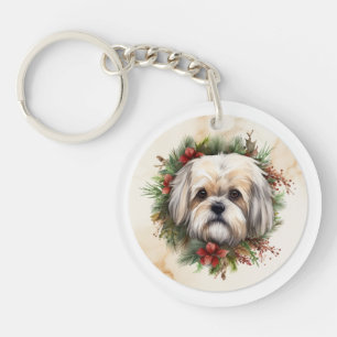 Llavero Navidades de Lhasa Apso Wreath Festimes Pup
