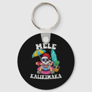 Llavero Navidades de Mele Kalikimaka Hawaii Surfing Santa 