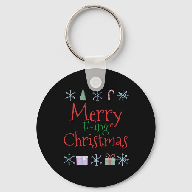 Llavero Navidades de Merry Foring (f-ing) graciosos sarcás (Anverso)